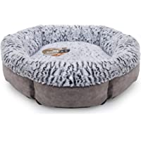 Cama Mediana para Perros- Lavable a máquina- Muy Suave- Forro Polar de Ante sintético- Gris- 64 x 64 x 20 cm…